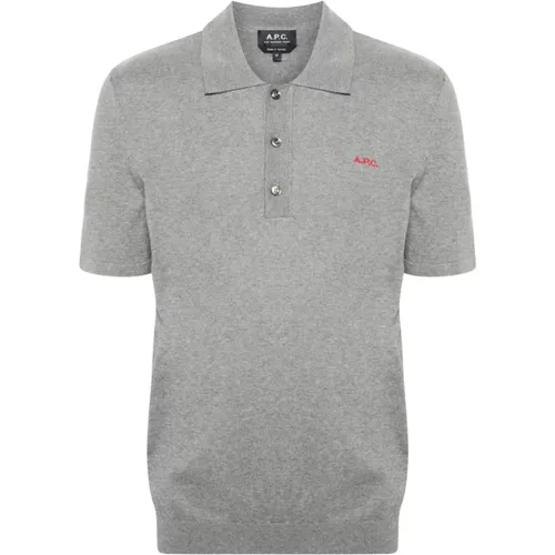 Graues Polo-Shirt Feine Baumwolle Stickerei , Herren, Größe: M - A.P.C. - Modalova