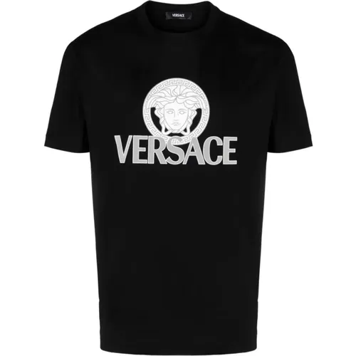Medusa Head Logo T-shirt , male, Sizes: L, M - Versace - Modalova