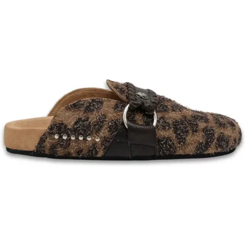 Vintage Leopard Mules mit Skarabäus-Emblem , Damen, Größe: 37 EU - Claris Virot - Modalova