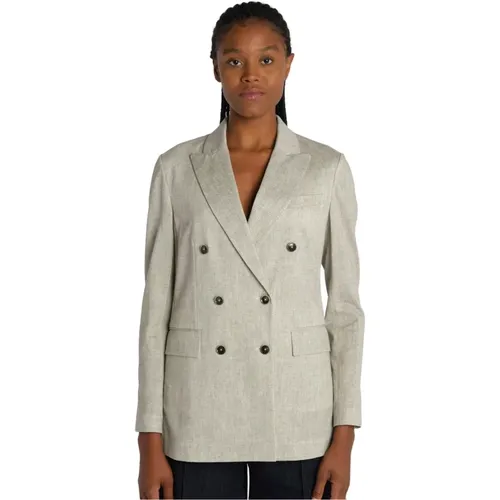 Herringbone Double Breasted Jacket , female, Sizes: L, XS, 2XS, XL - Circolo 1901 - Modalova