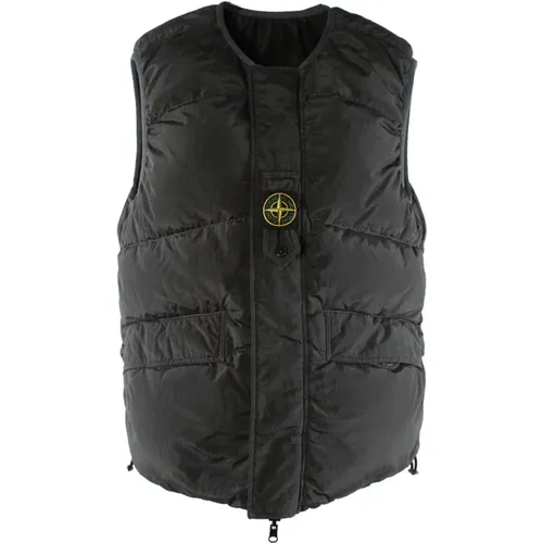 Grey Polyamide Mens Bodywarmer , male, Sizes: L - Stone Island - Modalova