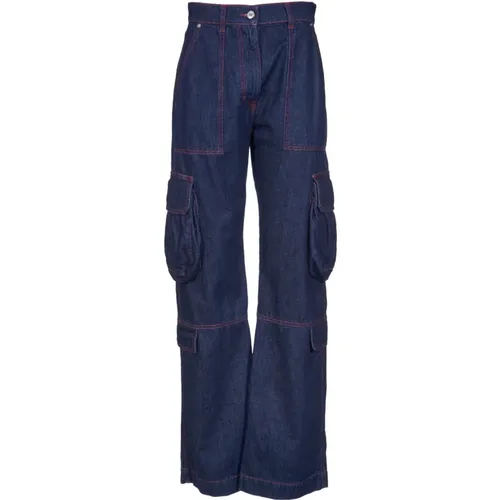 Cargo Pocket Logo Patch Trousers , female, Sizes: XS, S, 2XS - Msgm - Modalova