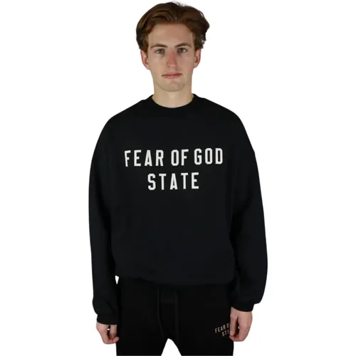 Schwarzer Heavy Fleece Crewneck , Herren, Größe: L - Fear Of God - Modalova