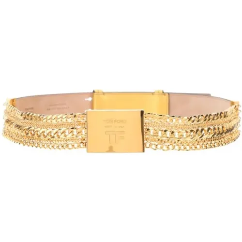 Luxury Gold Chain Leather Belt , female, Sizes: S - Tom Ford - Modalova