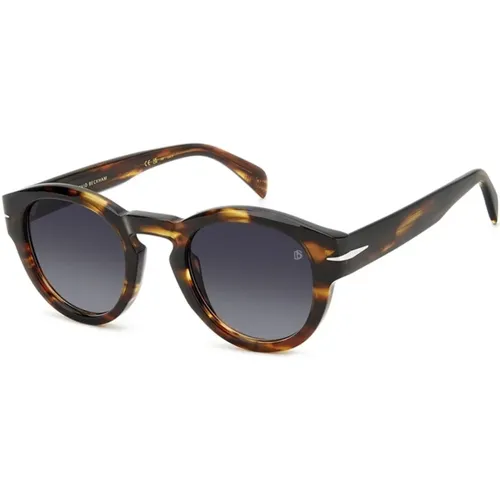 Horn Sunglasses with Dark Grey Shaded Lenses , unisex, Sizes: 49 MM - Eyewear by David Beckham - Modalova