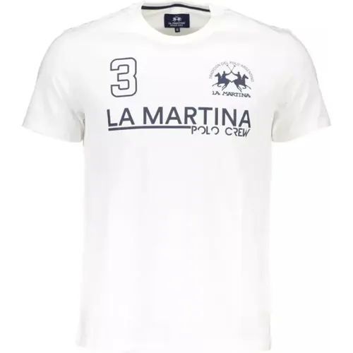 Cotton T-Shirt, Short Sleeves, Regular Fit, Round Neck, Print , male, Sizes: M, XL, 2XL, L - LA MARTINA - Modalova