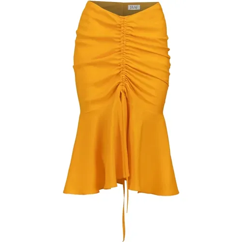Ruched Silk Dress in Tangerine , female, Sizes: XS, S, M - Jaaf - Modalova