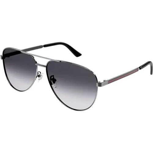 Gunmetal Grey Shaded Sunglasses , male, Sizes: 63 MM - Gucci - Modalova
