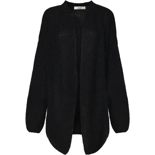 Schwarzer Offener Cardigan mit Elastischen Bündchen - Akep - Modalova