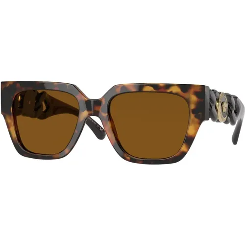 Havana Sunglasses with Dark Bronze,/Grey Sunglasses,/Grey Sunglasses,Dark Havana/ Sunglasses - Versace - Modalova