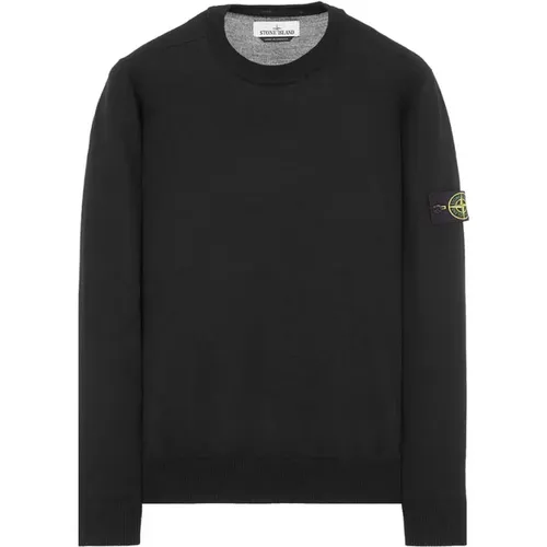 Schwarzer Leichter Wollpullover , Herren, Größe: L - Stone Island - Modalova