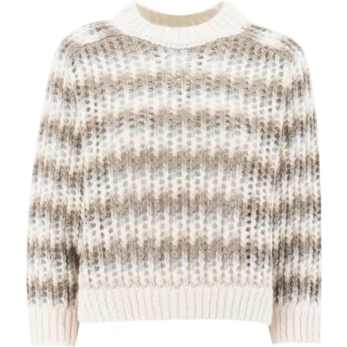 Striped Net Weave Sweater , female, Sizes: S - PESERICO - Modalova