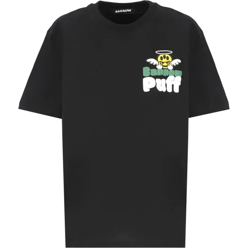 T-Shirts,Bedrucktes Unisex T-Shirt,Schwarzes T-Shirt mit Logo-Print,Grafikdruck Kurzarm Tops - Barrow - Modalova