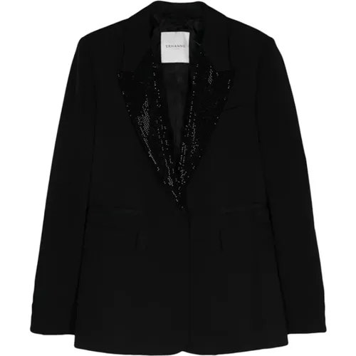 Kristallverzierter Schwarzer Blazer , Damen, Größe: S - Ermanno Scervino - Modalova