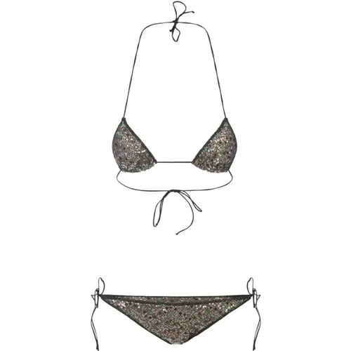 Green Sequin Microkini Swimsuit , female, Sizes: L, M, S - Oseree - Modalova