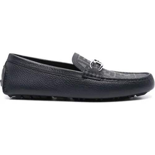 Leder Slip-On Schuhe mit FF-Muster , Herren, Größe: 42 EU - Fendi - Modalova