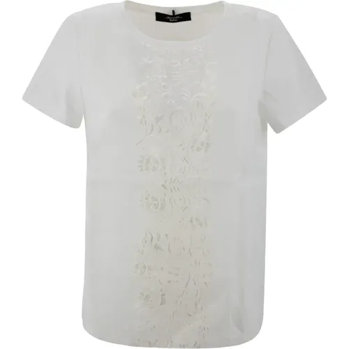 Embroidered Linen T-shirt with Jersey Insert , female, Sizes: XS - Max Mara Weekend - Modalova