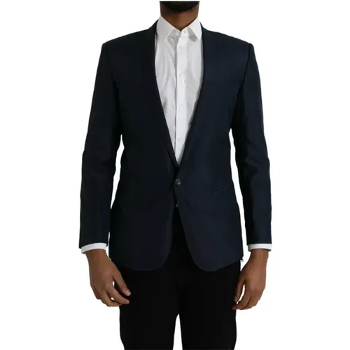 Blaue Slim Fit Blazer Ein Knopf - Dolce & Gabbana - Modalova