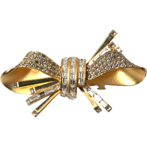 Goldton Kristall Schleifen Haarspange , Damen, Größe: ONE Size - Dolce & Gabbana - Modalova
