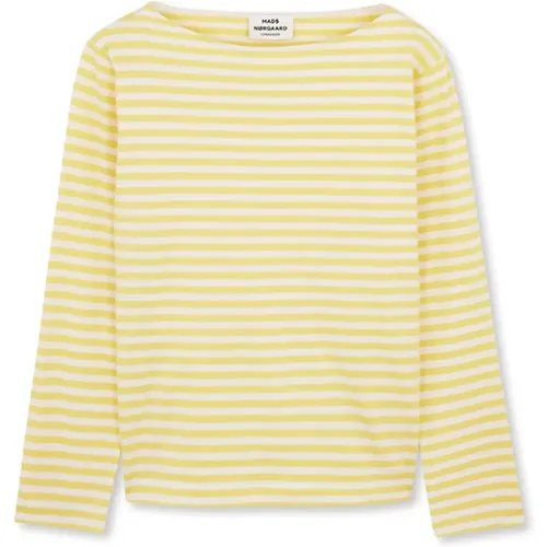 Soft Single Silk Tops T-Shirts 203412 Lemon , female, Sizes: XL, 3XL, L, 2XL - Mads Nørgaard - Modalova