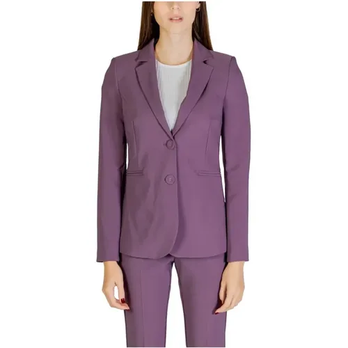 Lila Polyester Blazer Damen Herbst/Winter Kollektion , Damen, Größe: L - Sandro Ferrone - Modalova