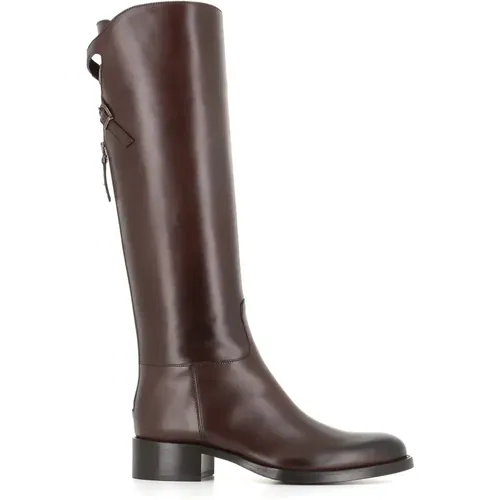 Ebony Leather Boots with Zip Closure , female, Sizes: 6 UK - Sartore - Modalova