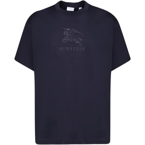 Cotton T-Shirt with Embroidered Logo , male, Sizes: S - Burberry - Modalova