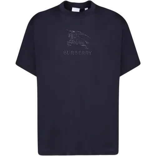 Cotton T-Shirt with Embroidered Logo , male, Sizes: S, M - Burberry - Modalova