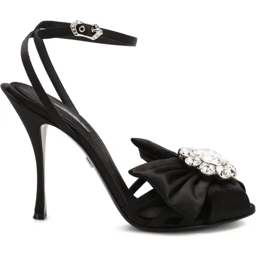 Elegante Schwarze Kristall Sandalen - Dolce & Gabbana - Modalova