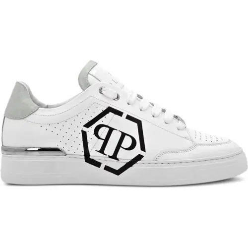 Weiße Hexagon Sneakers mit Perforierten Details , Herren, Größe: 41 EU - Philipp Plein - Modalova