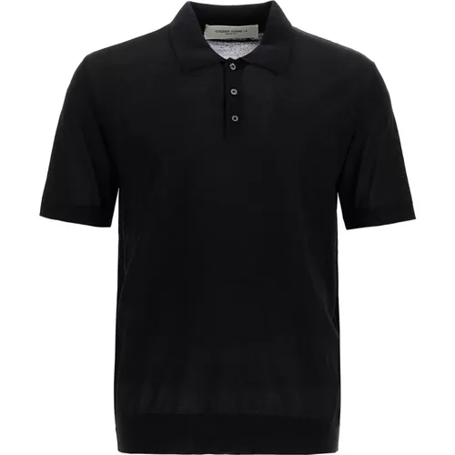 Wool Polo Shirt with Short Sleeves , male, Sizes: L - Golden Goose - Modalova