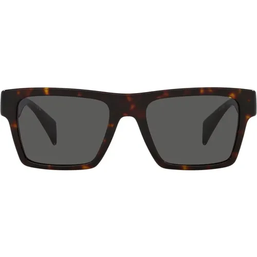 Rectangular Sunglasses with Dark Grey Lens and Havana Frame , unisex, Sizes: 54 MM - Versace - Modalova