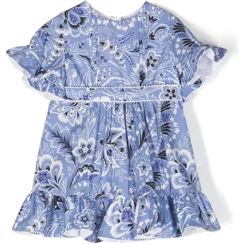 Blaues Paisley Print Kleid mit Rüschen - ETRO - Modalova