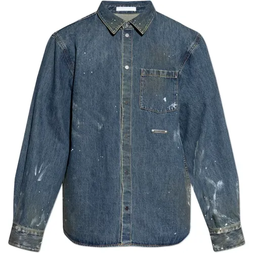 Denim Hemd mit Vintage-Effekt , Herren, Größe: 2XS - Helmut Lang - Modalova