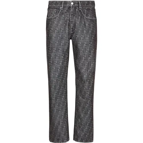 Graue Denim Straight-line Hose - Fendi - Modalova