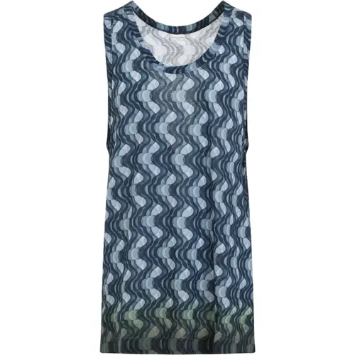 Geometric Tank Top Blue Green Grey , male, Sizes: L - Dries Van Noten - Modalova