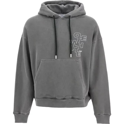 Outline Arrow Hoodie mit Logo-Druck , Herren, Größe: L - Off White - Modalova