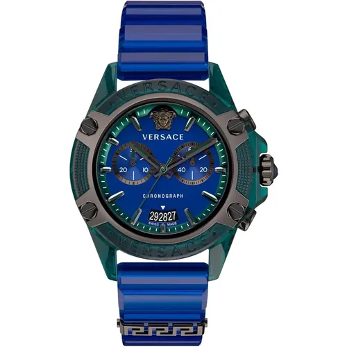 Sport Chrono Active Uhr Blau-Grün - Versace - Modalova