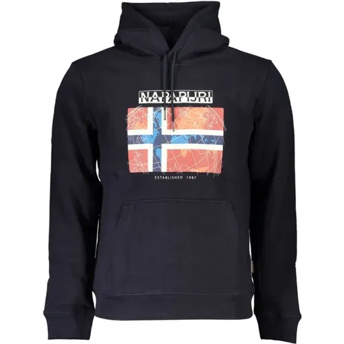 Blauer Fleece-Kapuzenpullover , Herren, Größe: M - Napapijri - Modalova