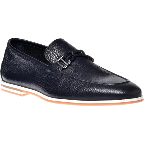 Loafer in dark tumbled leather , Herren, Größe: 42 1/2 EU - Baldinini - Modalova