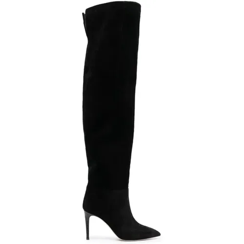 Schwarze Wildleder Overknee Stiefel mit Stiletto-Absatz , Damen, Größe: 38 EU - Paris Texas - Modalova