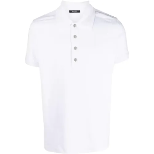 Monogram pique polo shirt , male, Sizes: M, 3XL - Balmain - Modalova