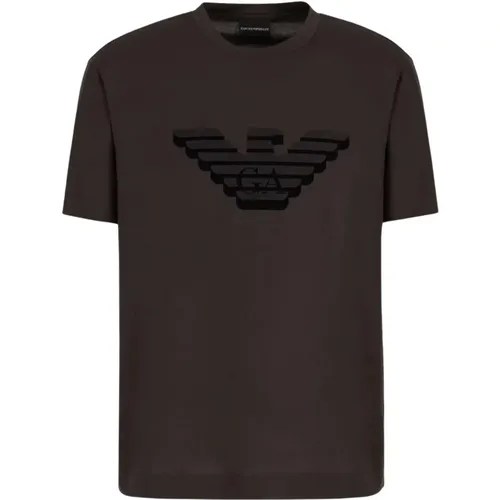 Hochwertiges Baumwoll-T-Shirt mit Logo-Print - Emporio Armani - Modalova