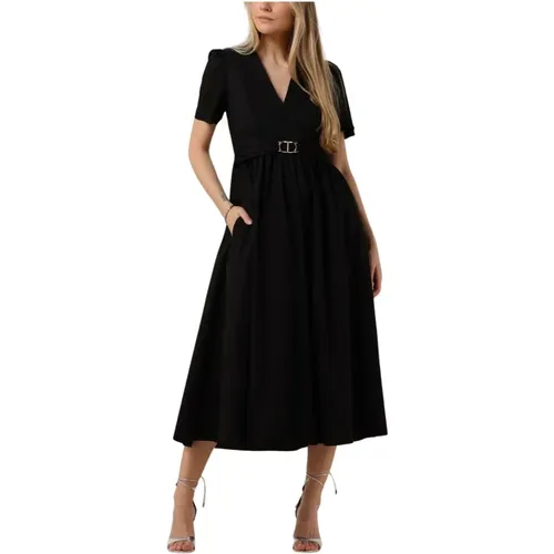 Schwarzes Woven Dress für den Sommer , Damen, Größe: XS - Twinset - Modalova