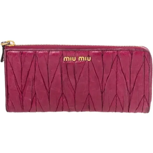 Pre-owned Leather wallets , female, Sizes: ONE SIZE - Miu Miu Pre-owned - Modalova