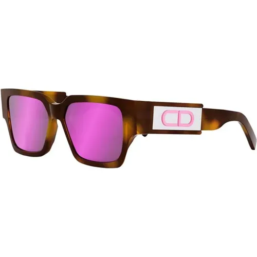Havana/Andere Gradient Spiegel Violette Sonnenbrille , Damen, Größe: 55 MM - Dior - Modalova