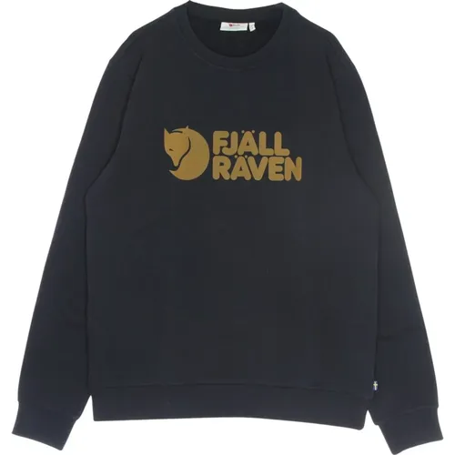 Logo Crewneck Sweatshirt Dunkelblau , Herren, Größe: M - Fjällräven - Modalova