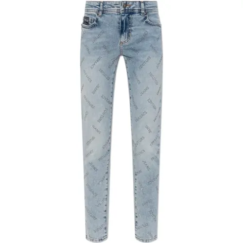 Jeans mit schimmernden Applikationen , Damen, Größe: W29 - Versace Jeans Couture - Modalova