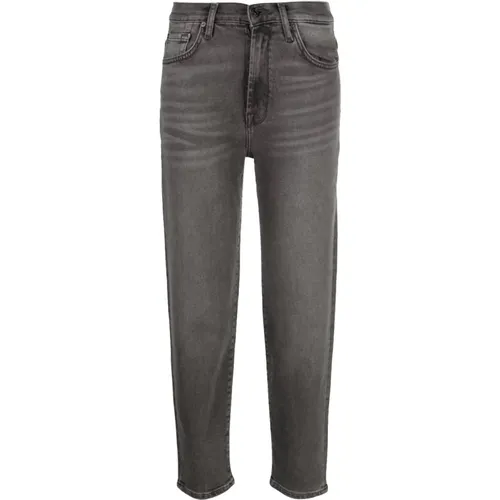 High-waisted regular fit black denim jeans , female, Sizes: W28, W27, W24, W26, W25 - 7 For All Mankind - Modalova