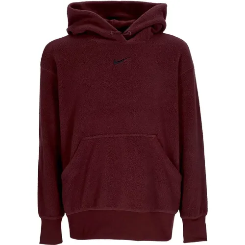 Flauschiger Hoodie Burgundy Crush/Schwarz , Damen, Größe: M - Nike - Modalova